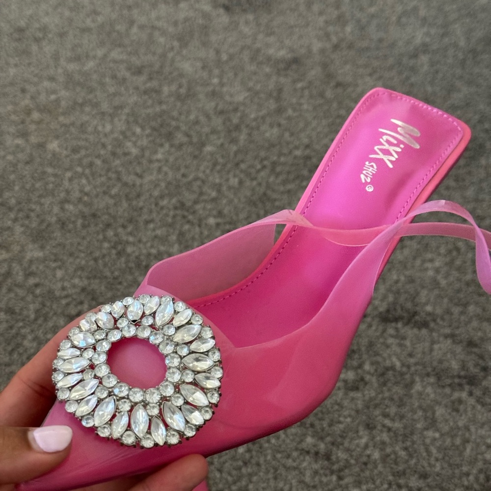 Mixx Shuz Pink Embellished Heels